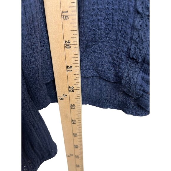 Lucky Brand navy linen blend‎ boho boxy blouse size L - Picture 4 of 8